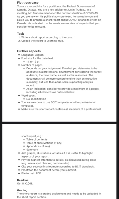 Fictitious case You are a recent hire for a