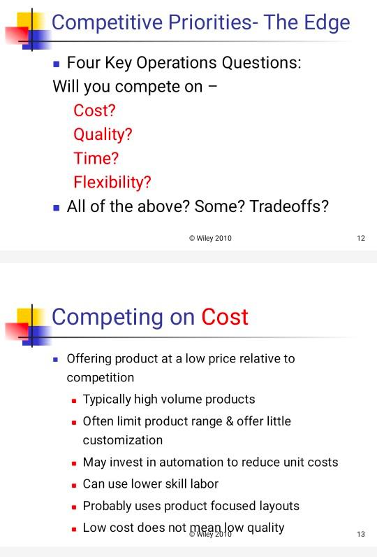 Wirte about competitive priorities (The Edge)