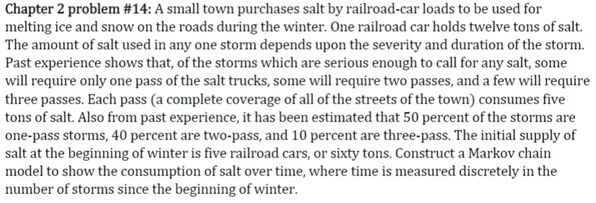 Chapter 2 problem #14: A small town purchases