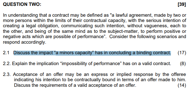 QUESTION TWO: [39] In understanding that a