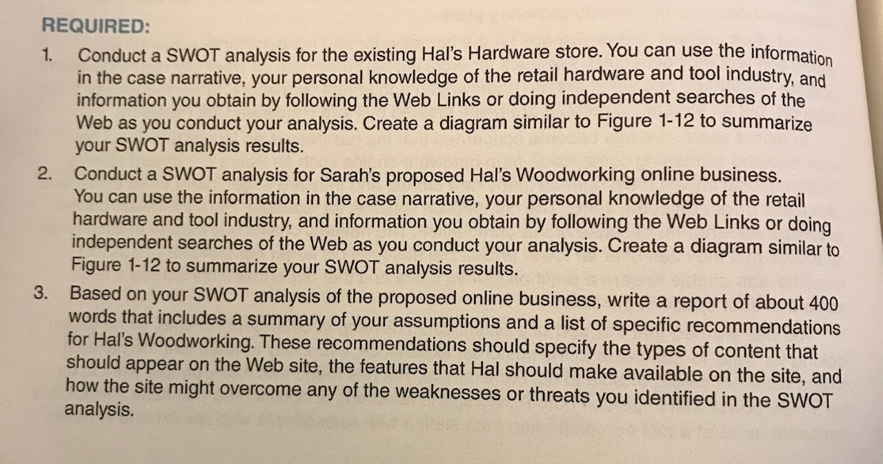 C2. Hal's Woodworking Hal Donovan started an