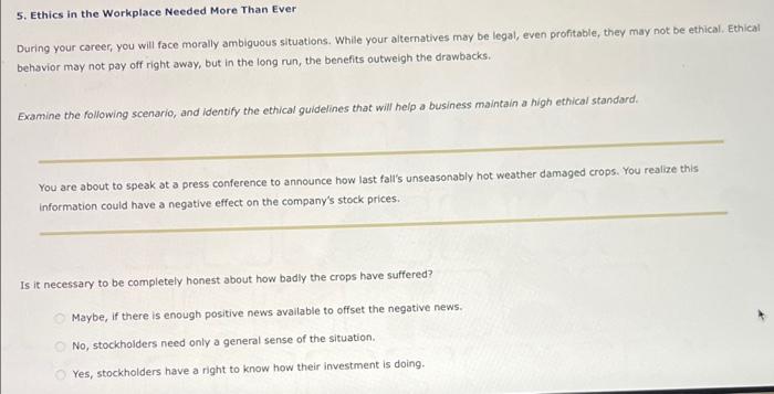 5. Ethics in the Workplace Needed More Than Ever