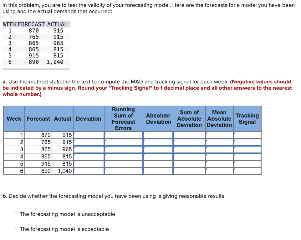 please fill in chart In this problem, you are to
