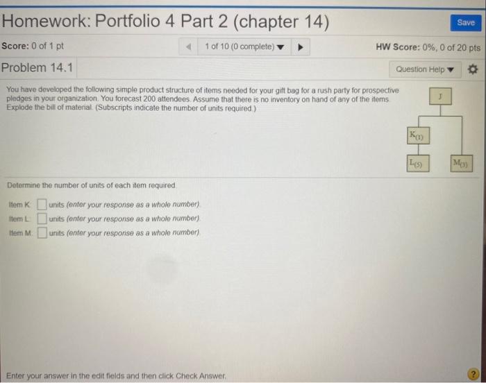 Homework: Portfolio 4 Part 2 (chapter 14) Save