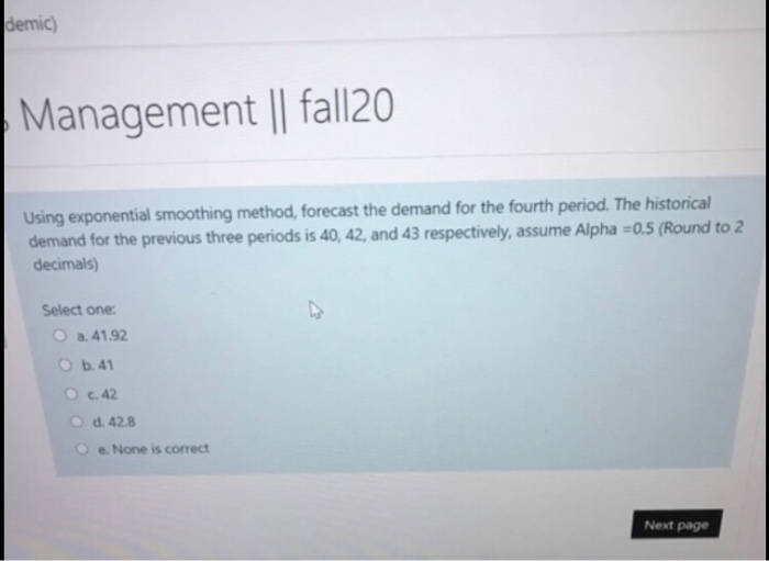 demic) Management | fall20 Using exponential