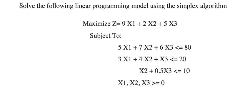undefined Solve the following linear programming