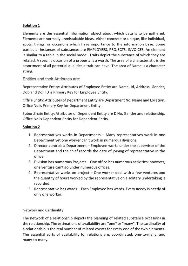 d ) Create a database schema (or relations) based