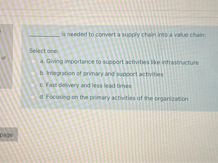 is needed to convert a supply chain into a value