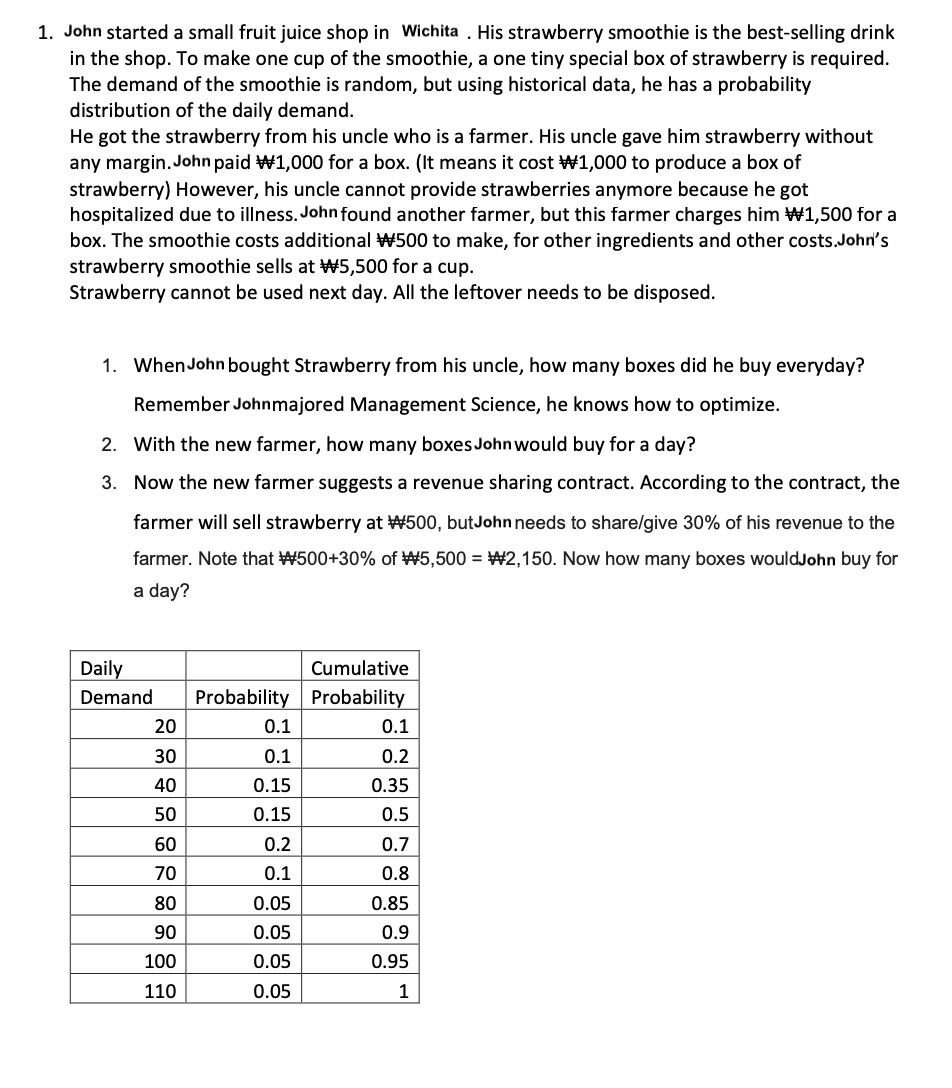Please help solve the problem using excel, and