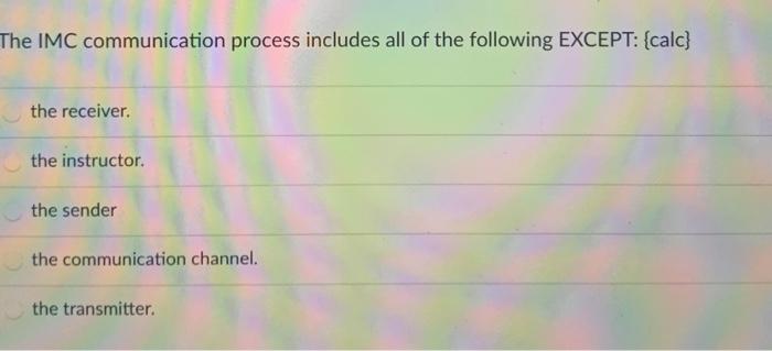 The IMC communication process includes all of the