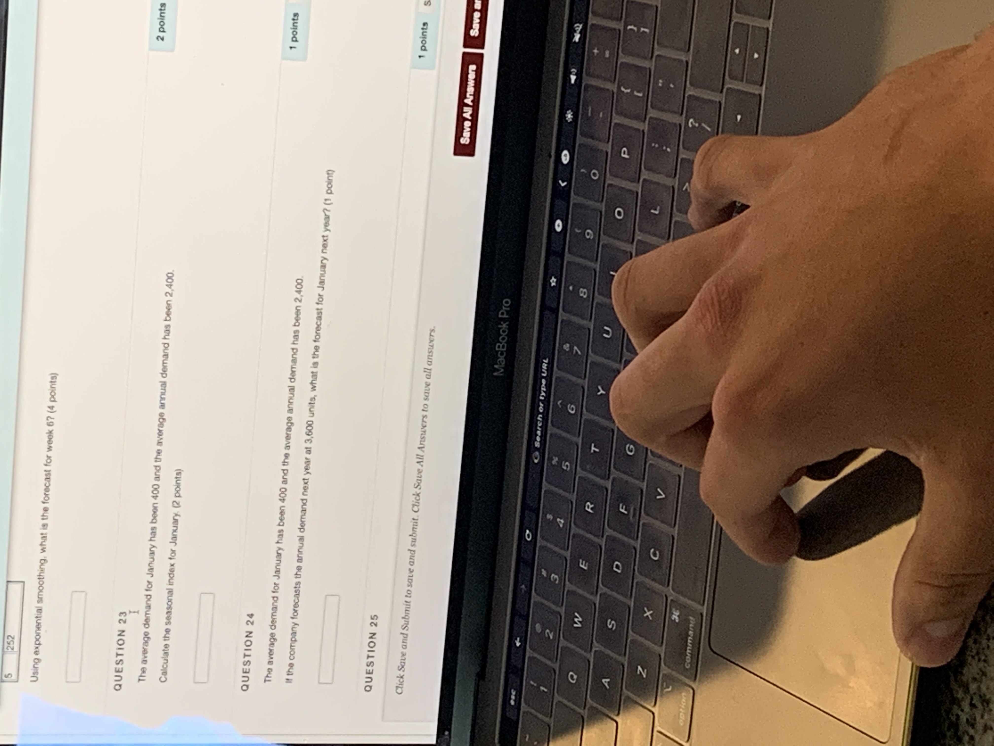 5 252 Using exponential smoothing, what is the