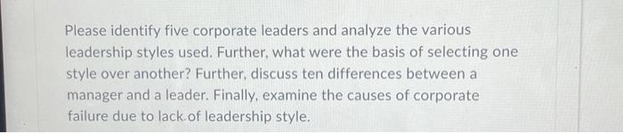 Please identify five corporate leaders and