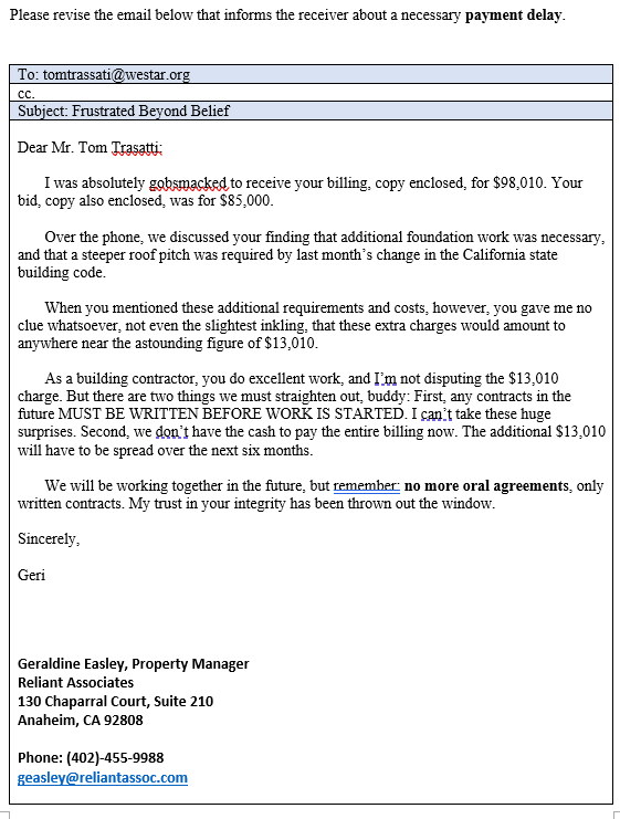 Please revise the email below that informs the