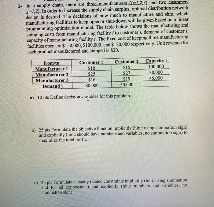 1- In a supply chain, there are three