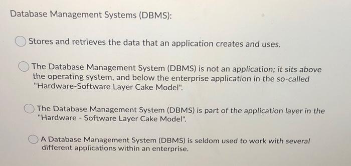 Database Management Systems (DBMS): Stores and
