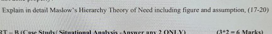 Explain in detail Maslow's Hierarchy Theory of