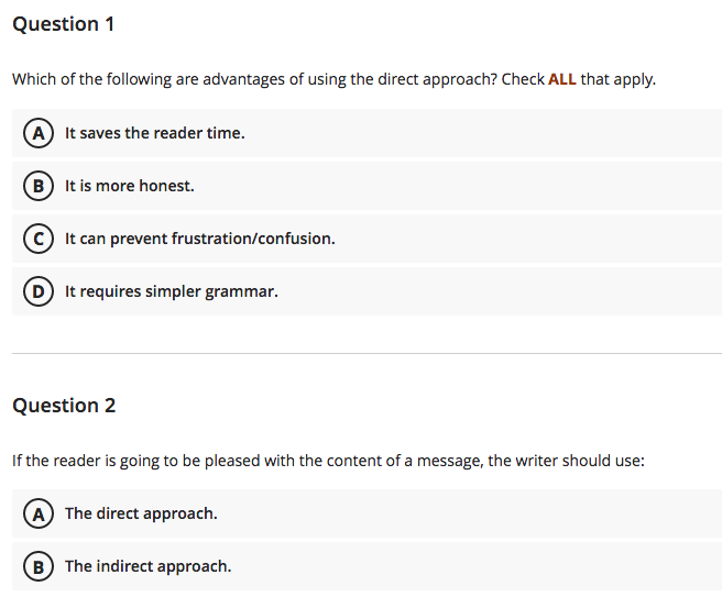 Question 1 Which of the following are advantages