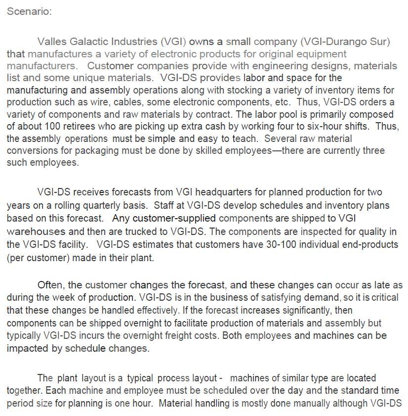 Scenario: Valles Galactic Industries (VGI) owns a