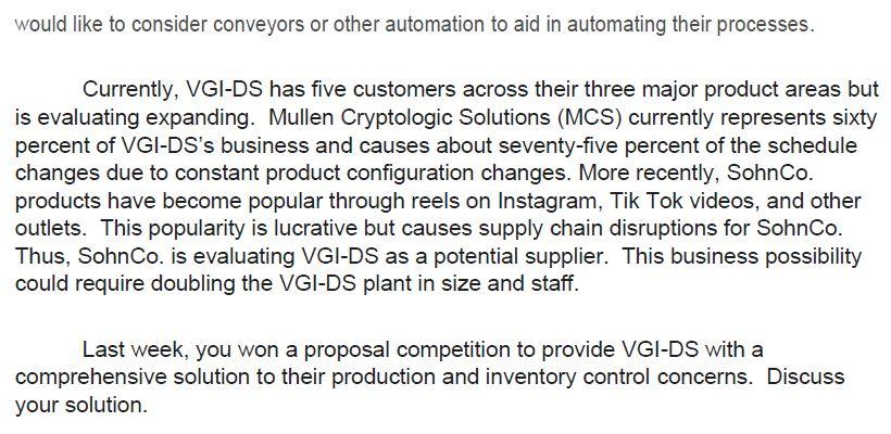 Scenario: Valles Galactic Industries (VGI) owns a