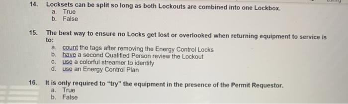 14. Locksets can be split so long as both