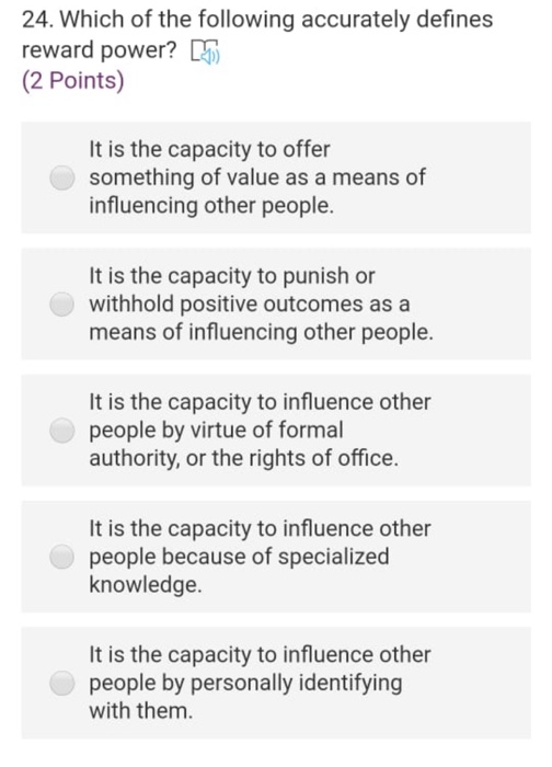 24. Which of the following accurately defines