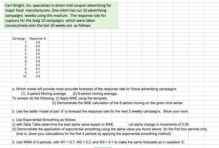 2-period and 6-period Carl Wright, Inc.
