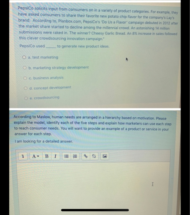 PepsiCo solicits input from consumers on in a