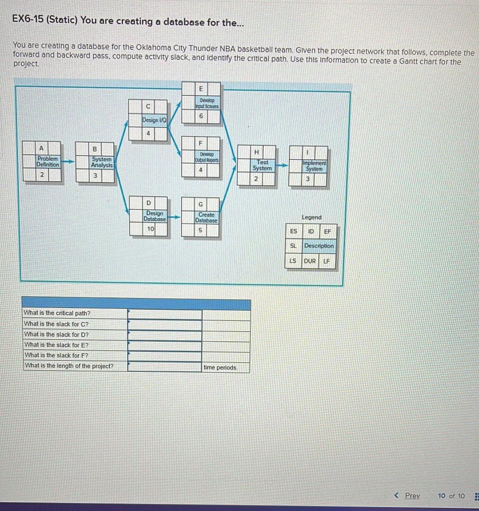 EX6-15 (Static) You are creating a database for