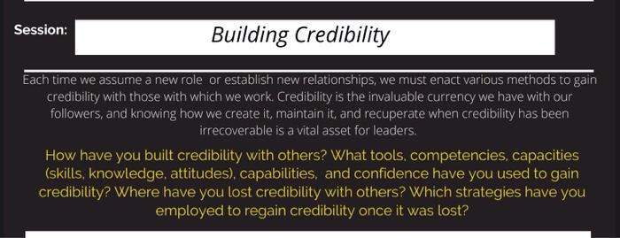 3 keys of credibility. 3 pages of reflection
