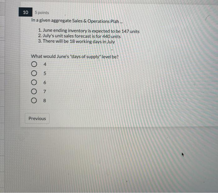 10 5 points In a given aggregate Sales &