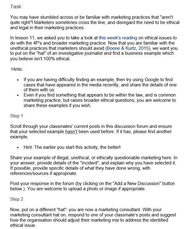 Marketing Task You may have stumbled across or be