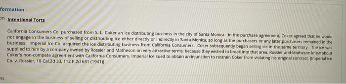 formation an Intentional Torts California