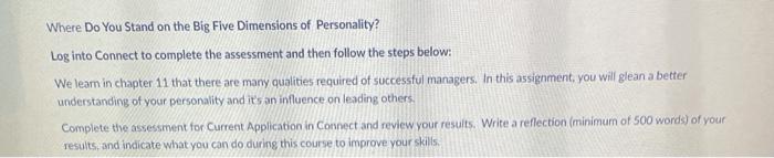 Where Do You Stand on the Big Five Dimensions of