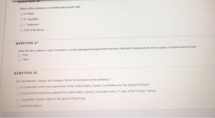 26-27-28 QUESTION 20 Which of the following is an