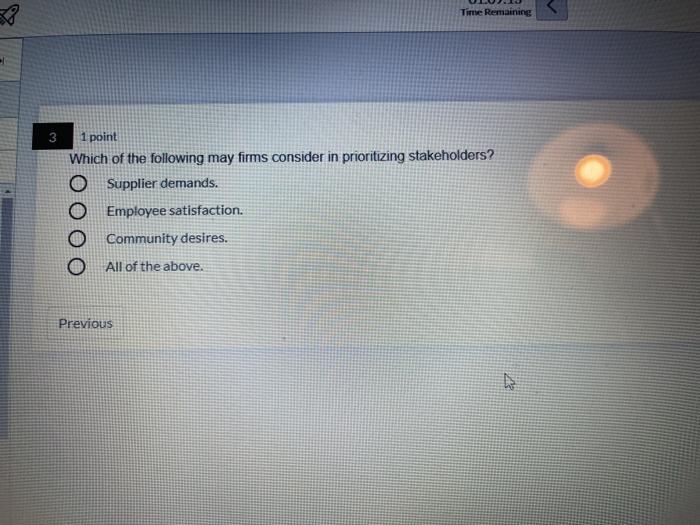 Time Remaining 1 point Which of the following may