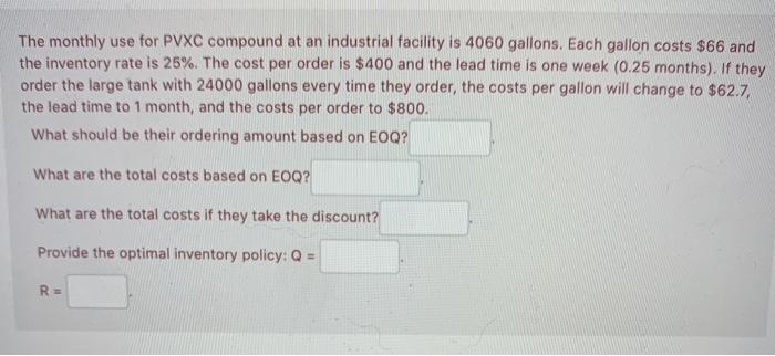 The monthly use for PVXC compound at an