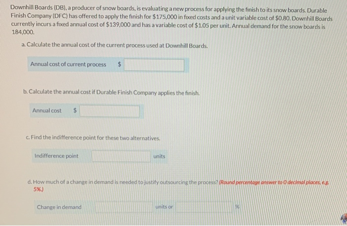 Downhill Boards (DB), a producer of snow boards,