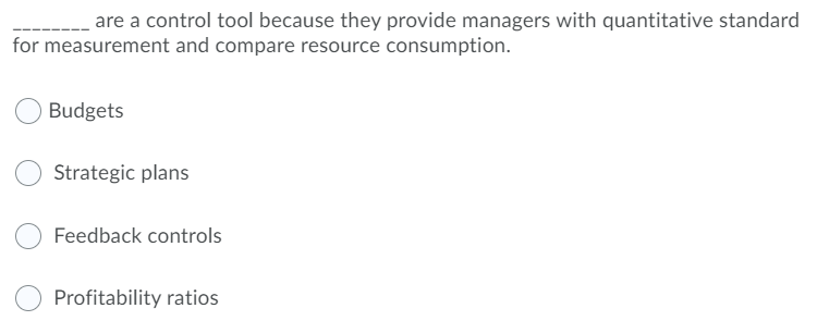 are a control tool because they provide managers