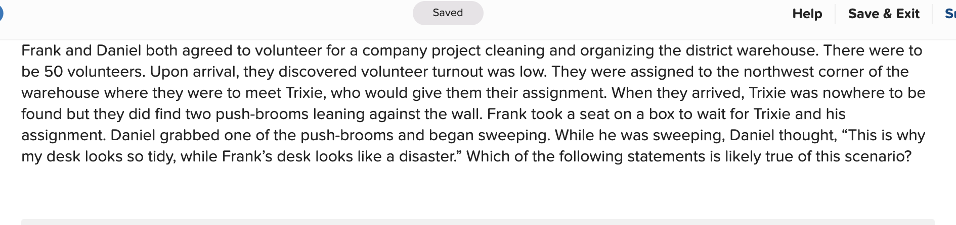 Saved Help Save & Exit S Frank and Daniel both