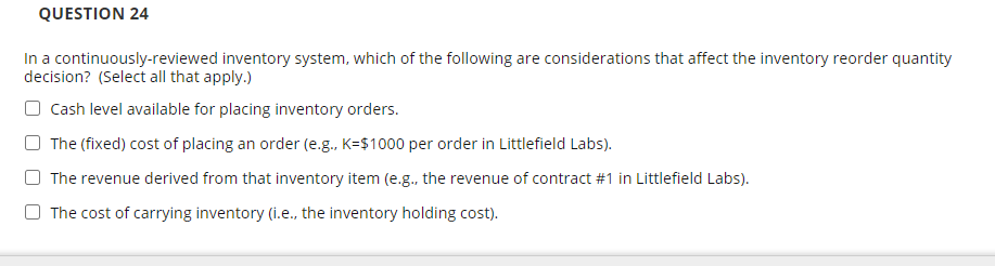 QUESTION 23 The purpose of safety stock is to: