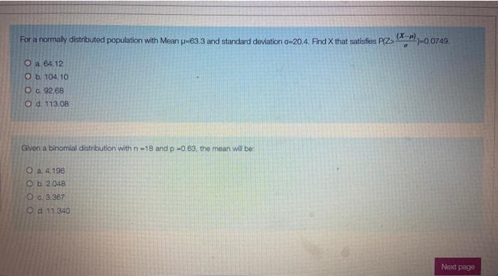 For a normal distributed population with Mean