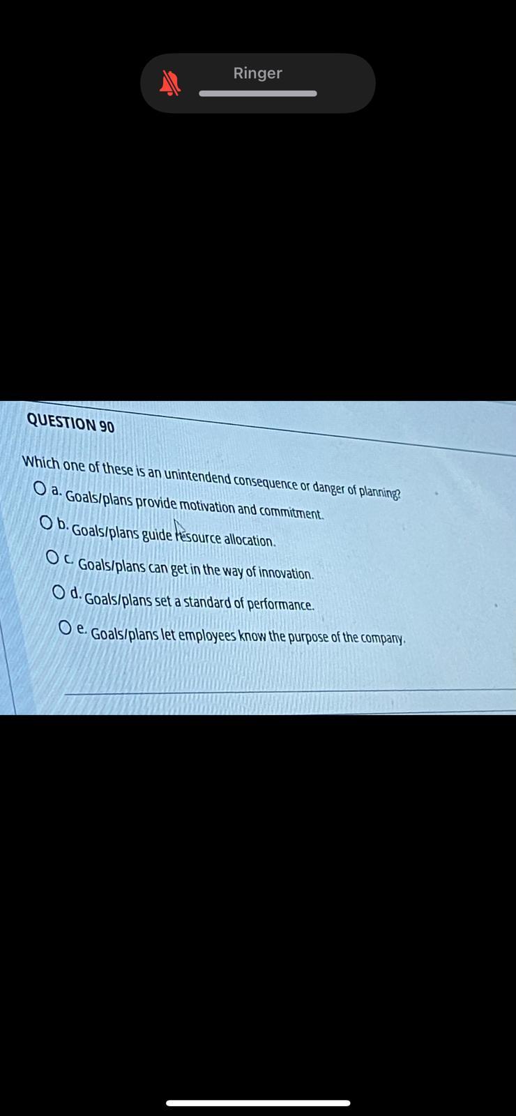 ASAP please ' Ringer QUESTION 90 Which one of