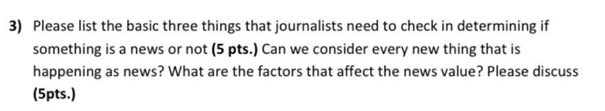 3) Please list the basic three things that