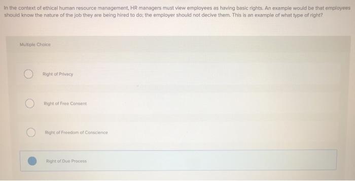 In the context of ethical human resource