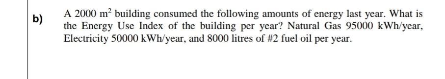 b) A 2000 m building consumed the following