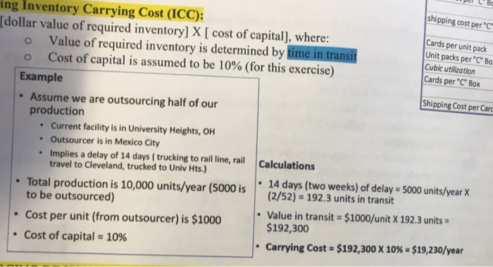 al incremental inventory carrying costs in