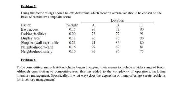 problem 4 ,5 please Problem 5: Using the factor