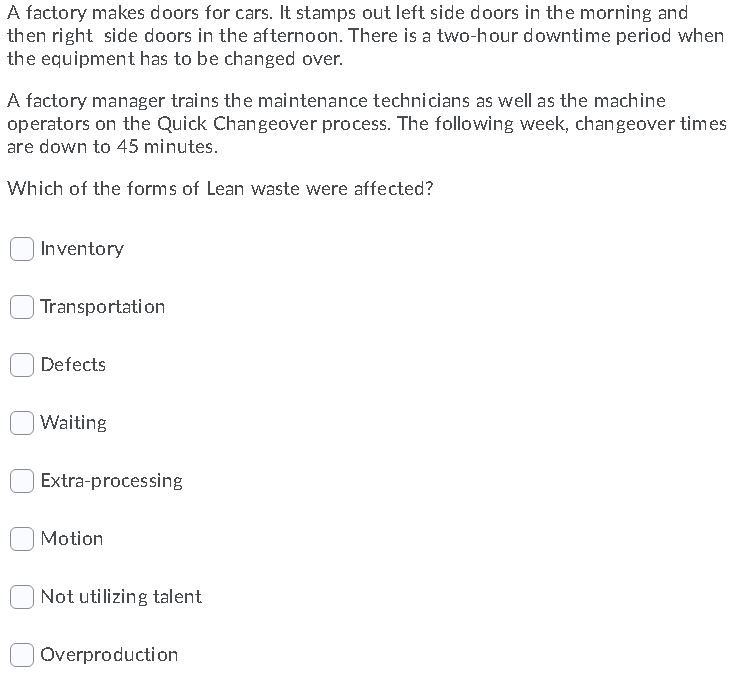 A factory makes doors for cars. It stamps out