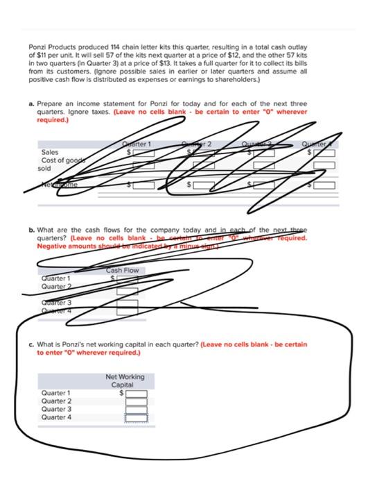 Ponzi Products produced 114 chain letter kits