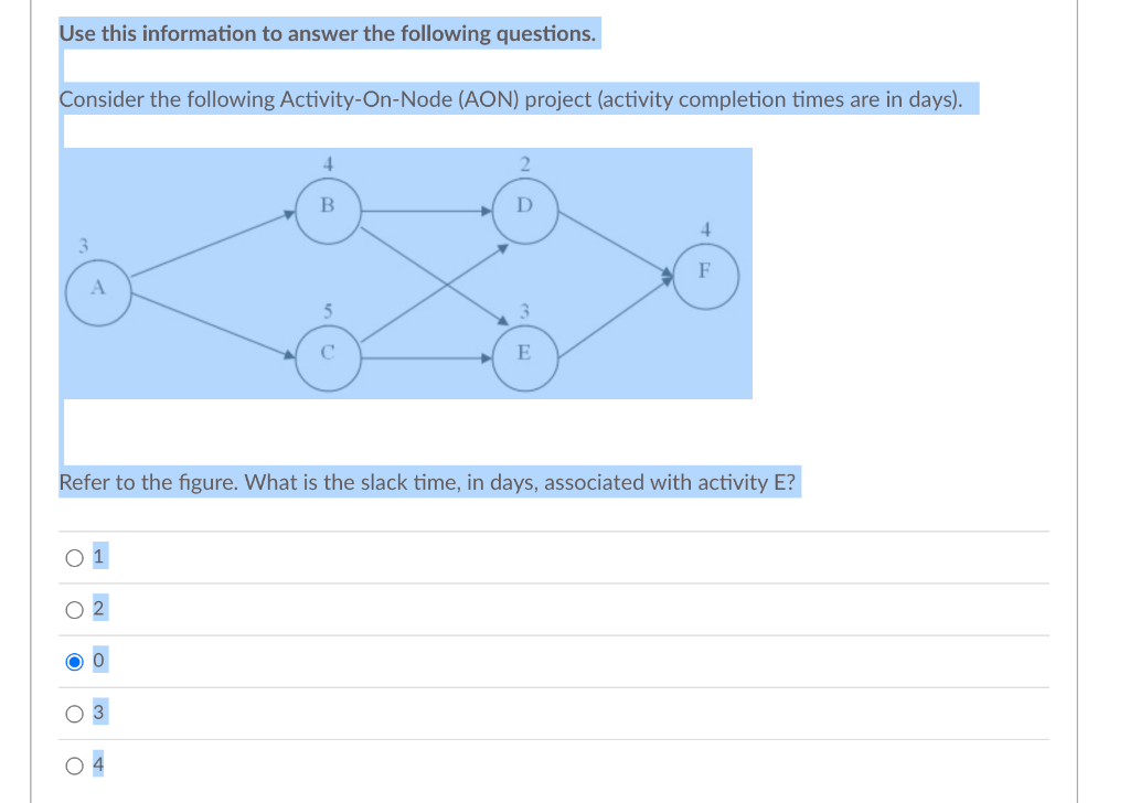 Use this information to answer the following